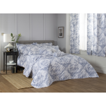 Toile De Jouy Vintage Blue Quilted Bedspreads